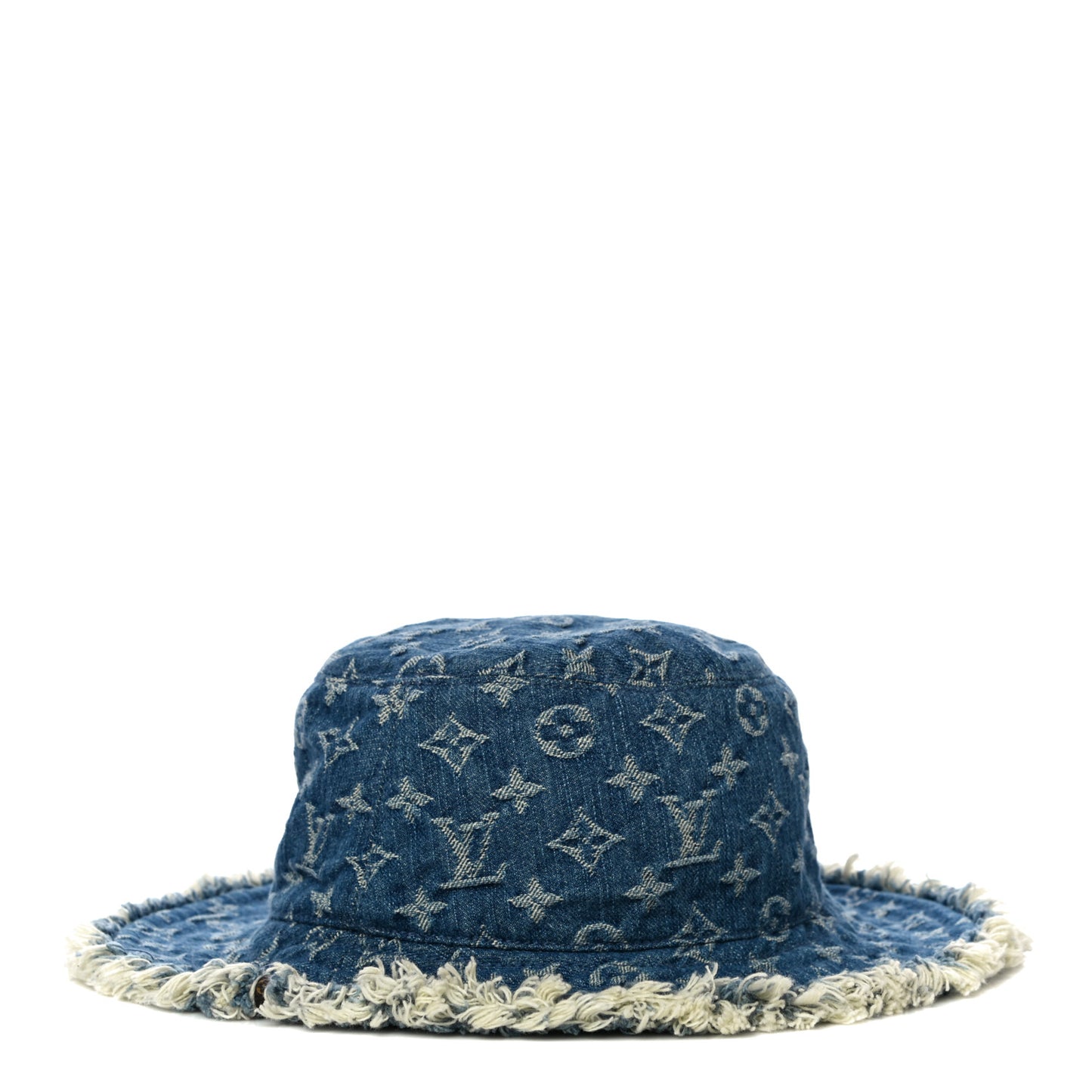 Monogram Denim Fringe Bob Bucket Hat M Blue
