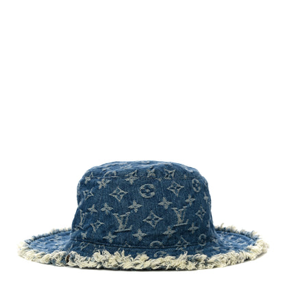 Louis Vuitton Monogram Denim Fringe Bob Bucket Hat M Blue 1 of 7