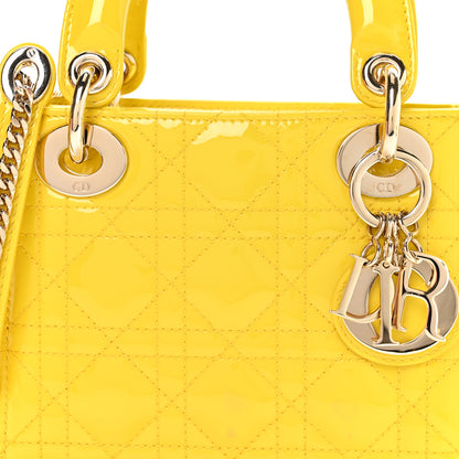 Christian Dior Patent Cannage Mini Lady Dior Yellow 8 of 11