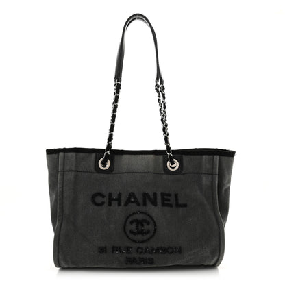 Chanel Canvas Sequin Small Deauville Tote Charcoal 1 of 14