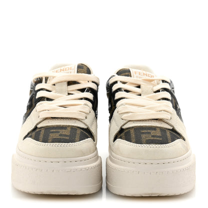 Fendi Suede Vitello Fendi Logo Match Low Top Sneakers 36 Cream Tobacco Black 3 of 10