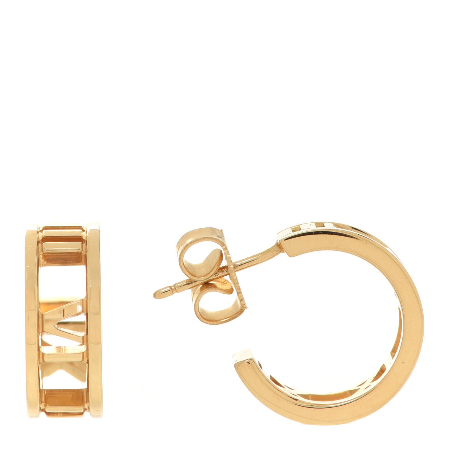 Tiffany 18K Yellow Gold Mini Atlas Hoop Earrings 1 of 5
