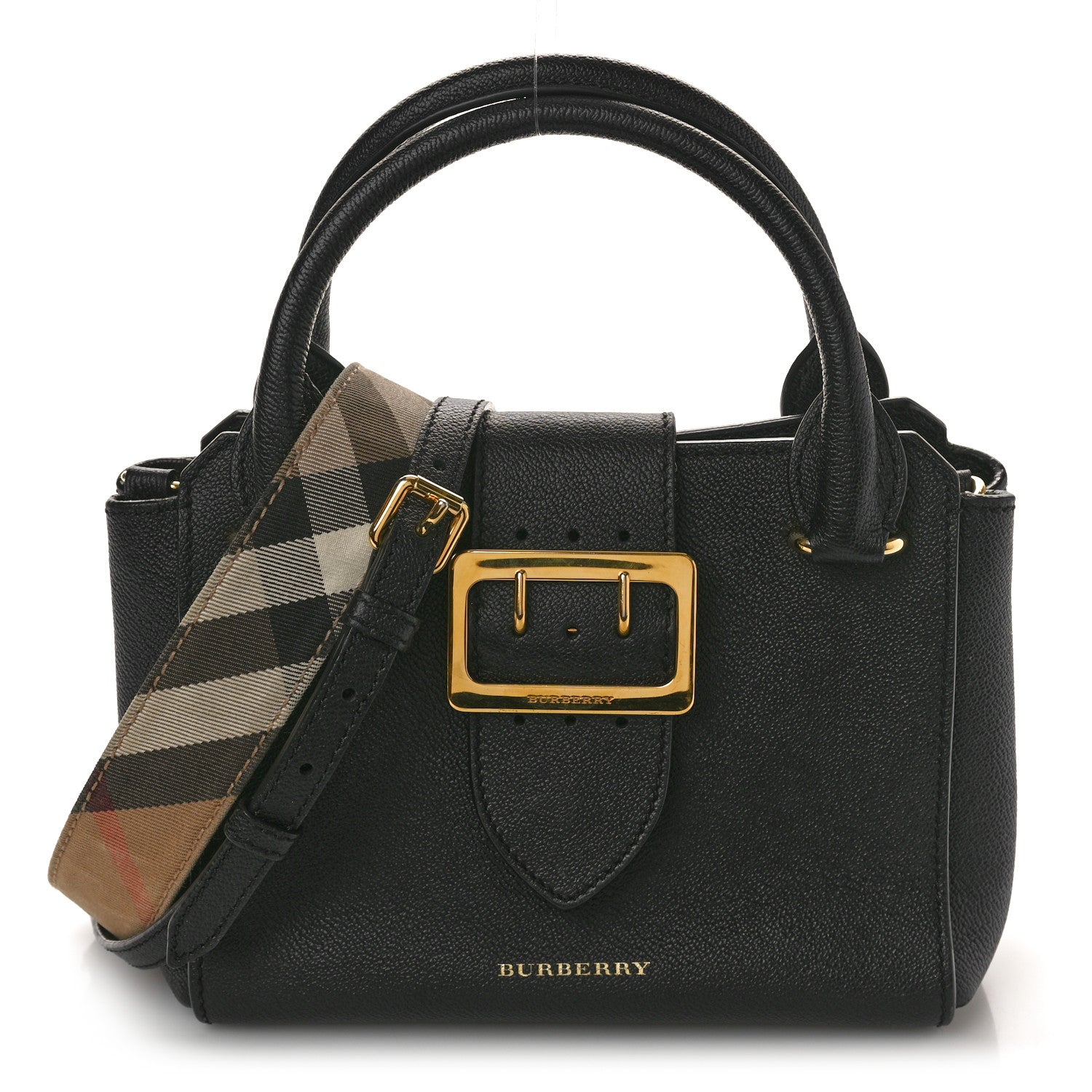 Burberry Soft Grain Calfskin Small Buckle Tote Black 1 of 13