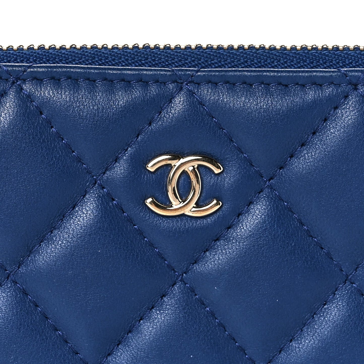 Lambskin Quilted Small Cosmetic Case Blue