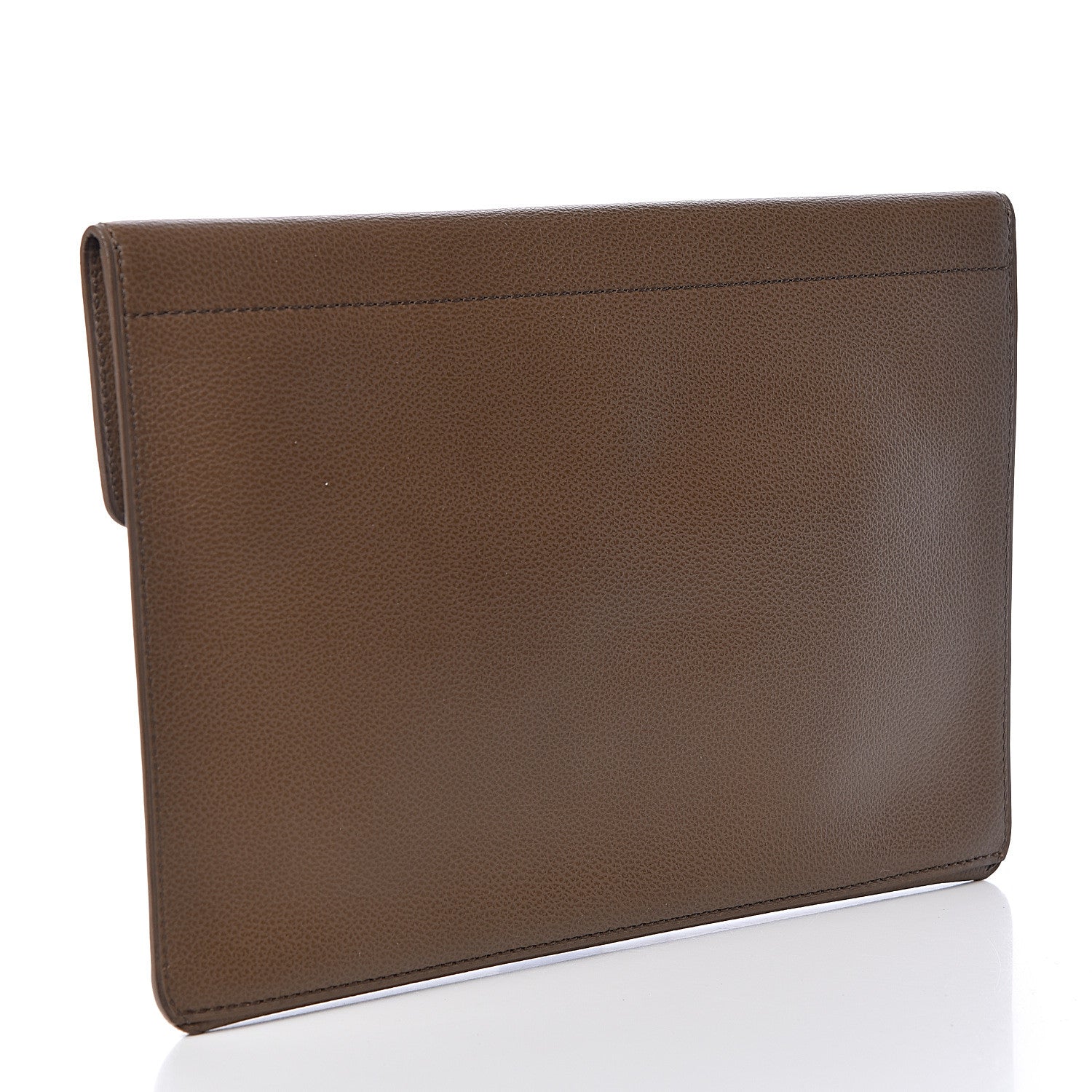 Delvaux Grained Calfskin D Flat Clutch Brown 3 of 12