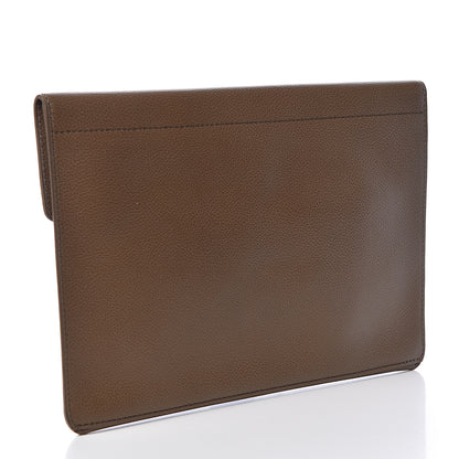 Delvaux Grained Calfskin D Flat Clutch Brown 3 of 12