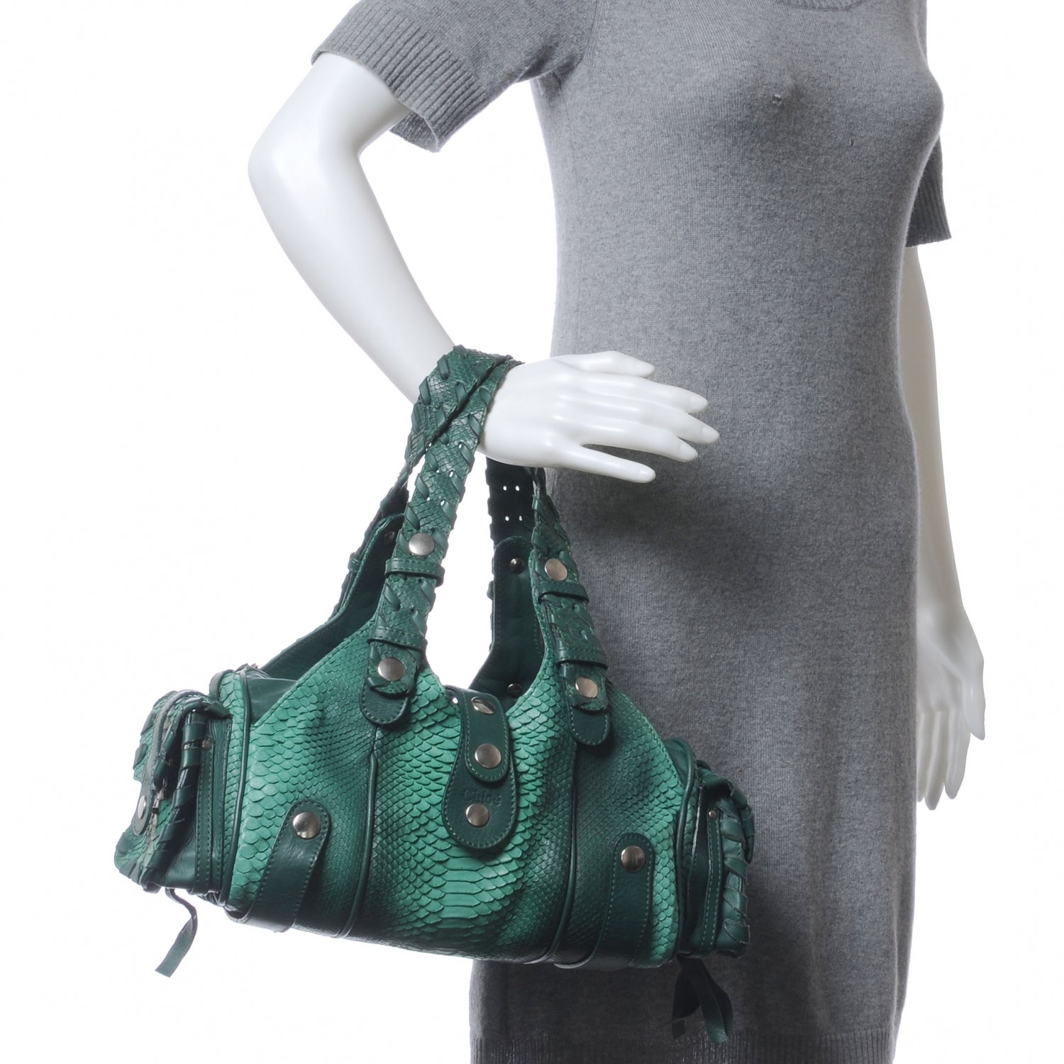 Chloe Python Silverado Shoulder Bag Emerald 2 of 7