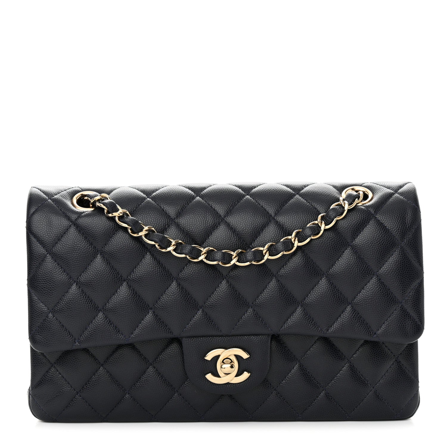 Chanel Caviar Quilted Medium Double Flap Navy 1 of 14
