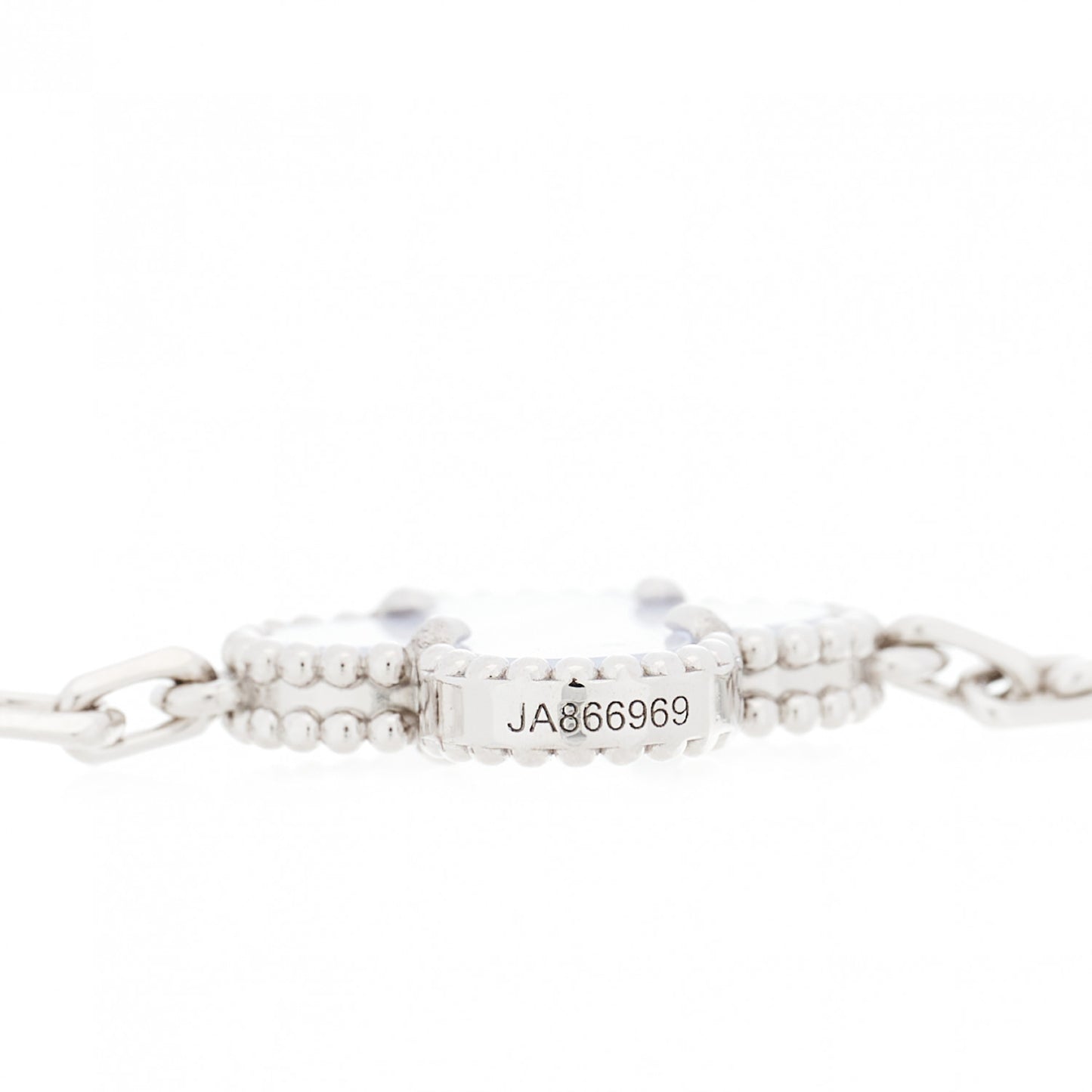 18K White Gold Chalcedony 5 Motifs Vintage Alhambra Bracelet