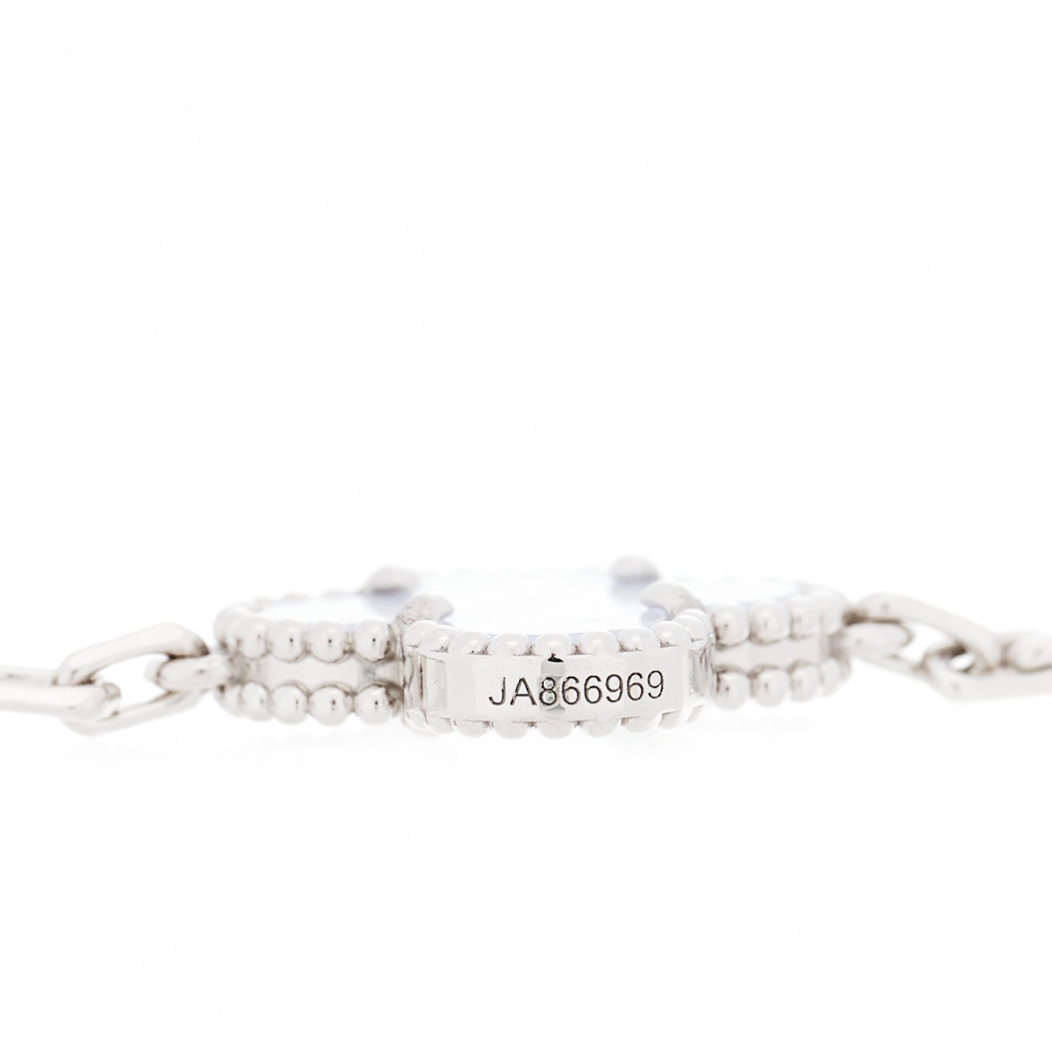 Van Cleef & Arpels 18K White Gold Chalcedony 5 Motifs Vintage Alhambra Bracelet 4 of 6