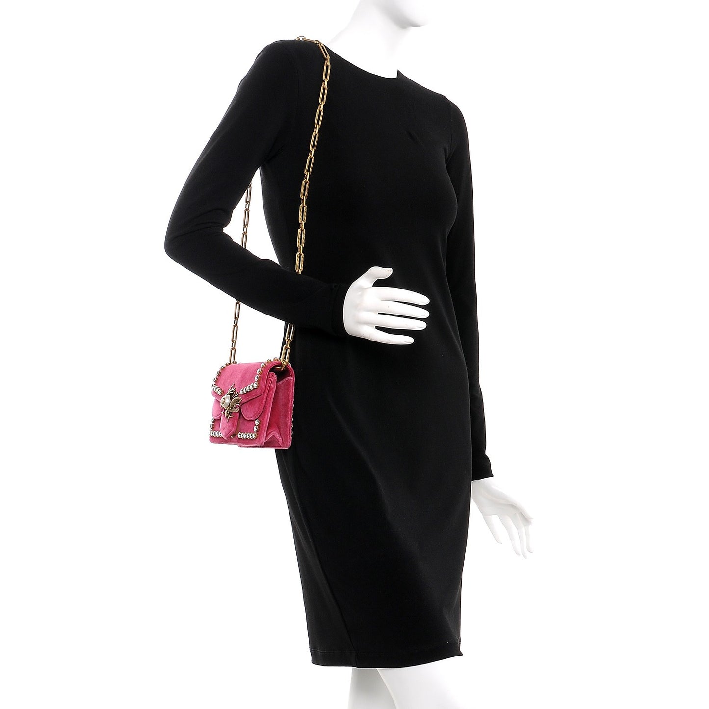 Velvet Crystal Mini Bee Broadway Shoulder Bag Light Raspberry Rose