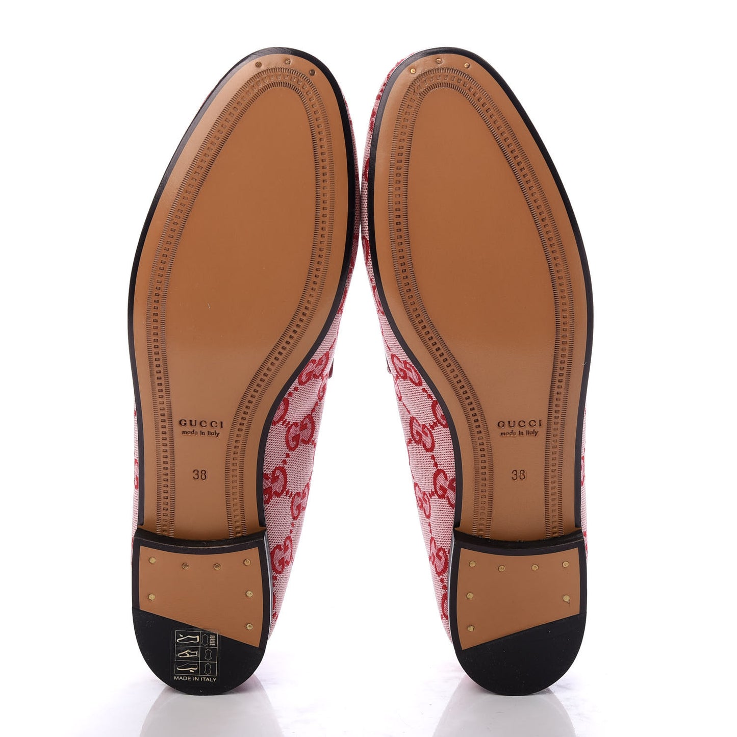 Canvas GG Monogram Horsebit Womens Jordaan Loafers 38 Gardenia Hibiscus Red