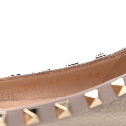 Valentino Garavani Metallic Pebbled Calfskin Rockstud Ballerina Flats 38 Sasso Poudre 8 of 8