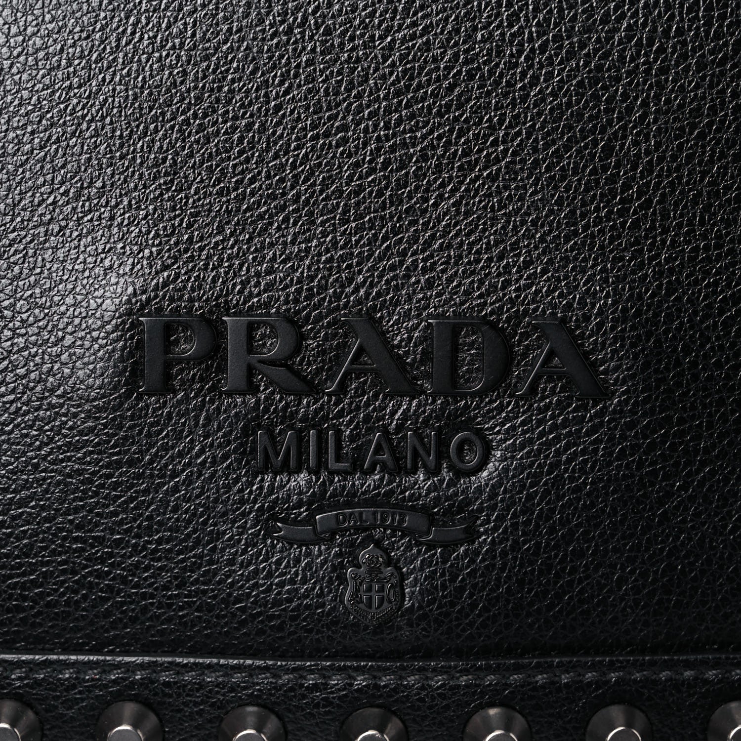 Prada Glace Calfskin Studded Crossbody Black 16 of 18