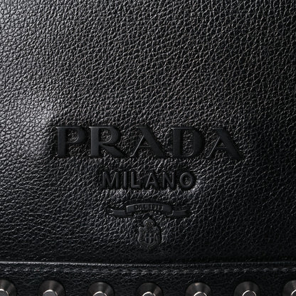 Prada Glace Calfskin Studded Crossbody Black 16 of 18