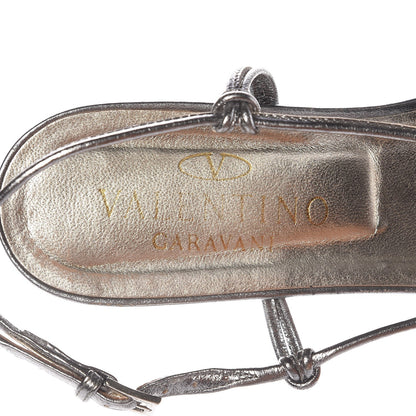 Valentino Garavani Metallic Vitello Crystal Slingback Flat Thong Sandals 38.5 Silver 9 of 9