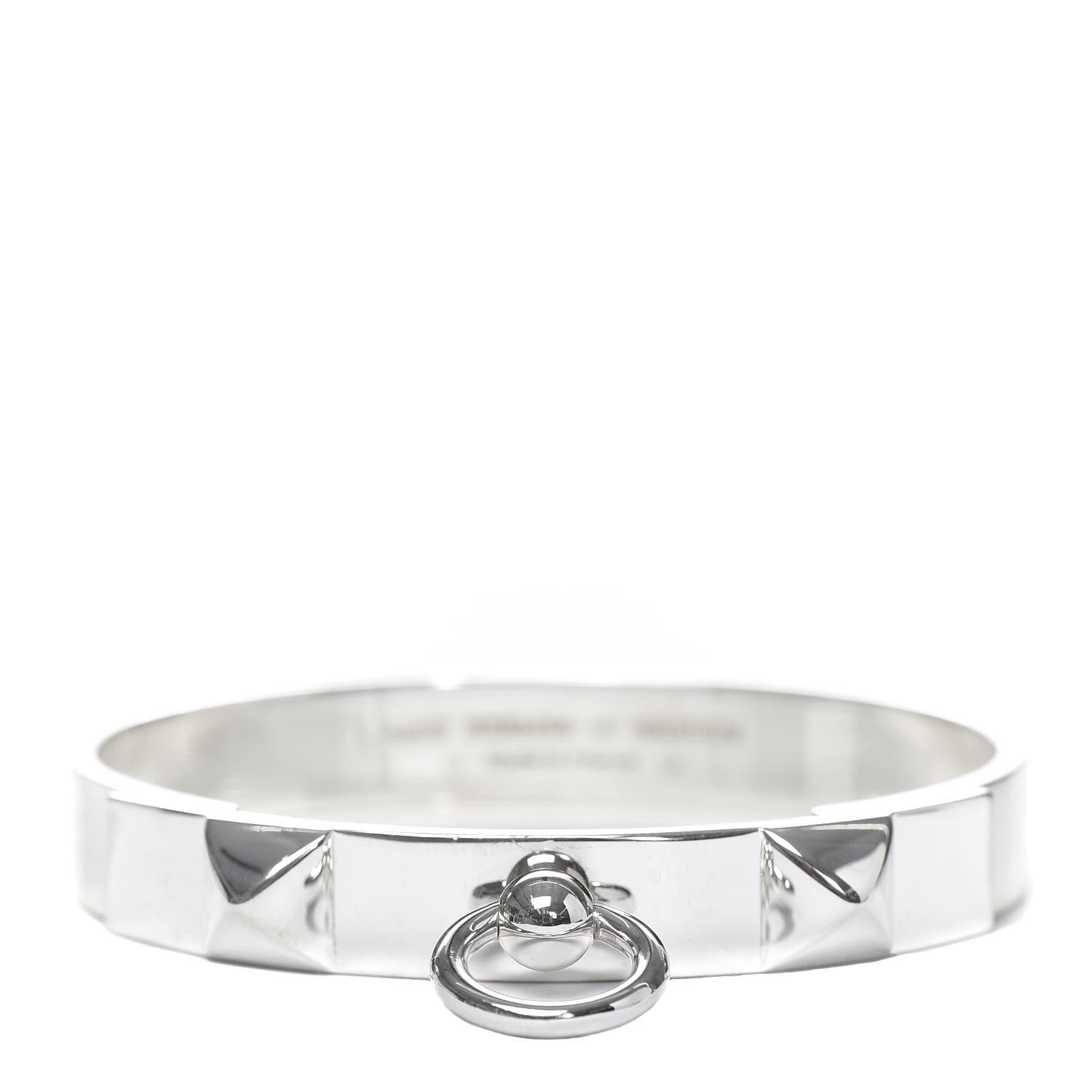Hermes Sterling Silver PM Collier De Chien Bracelet LG 1 of 5