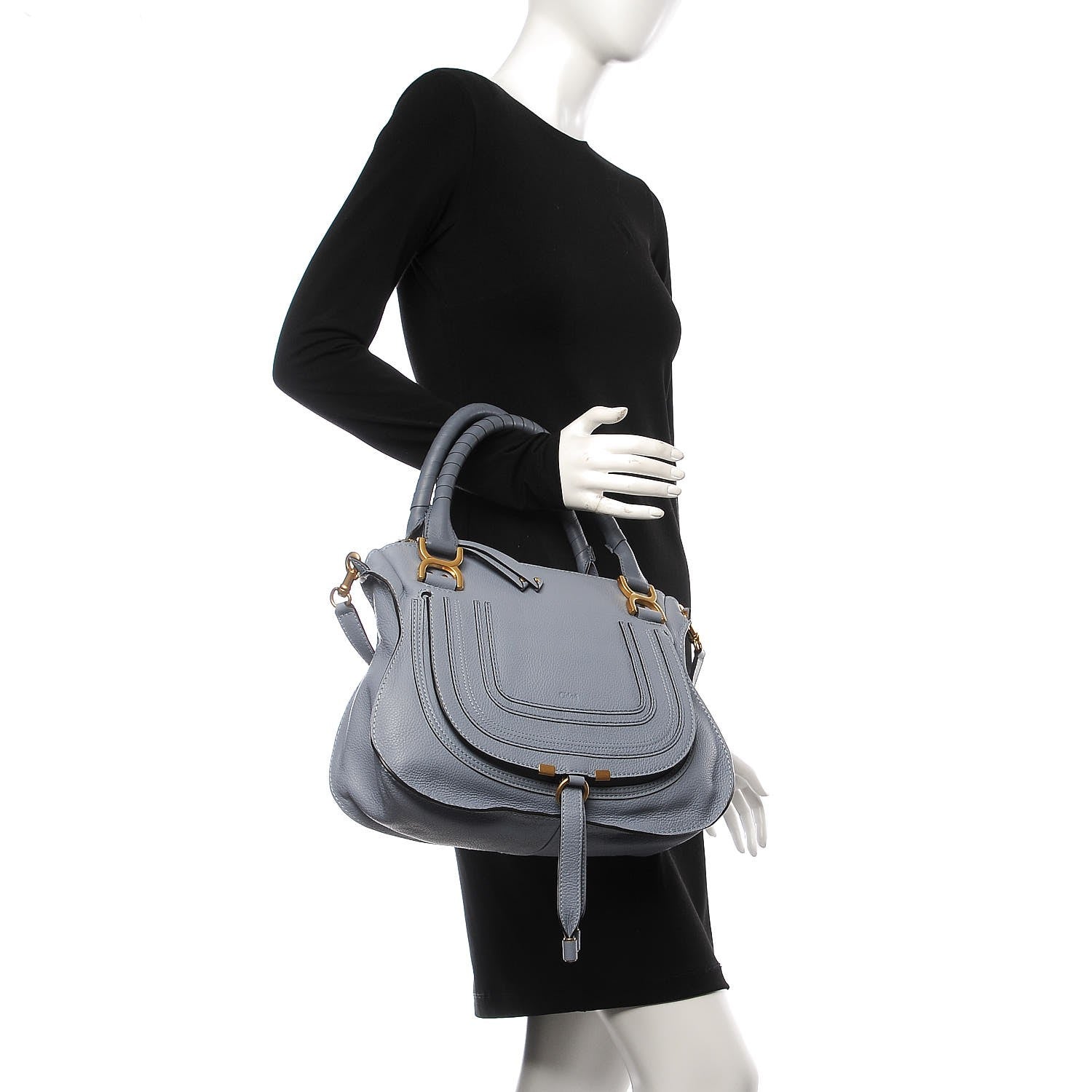 Chloe Calfskin Medium Marcie Satchel Washed Blue 3 of 9