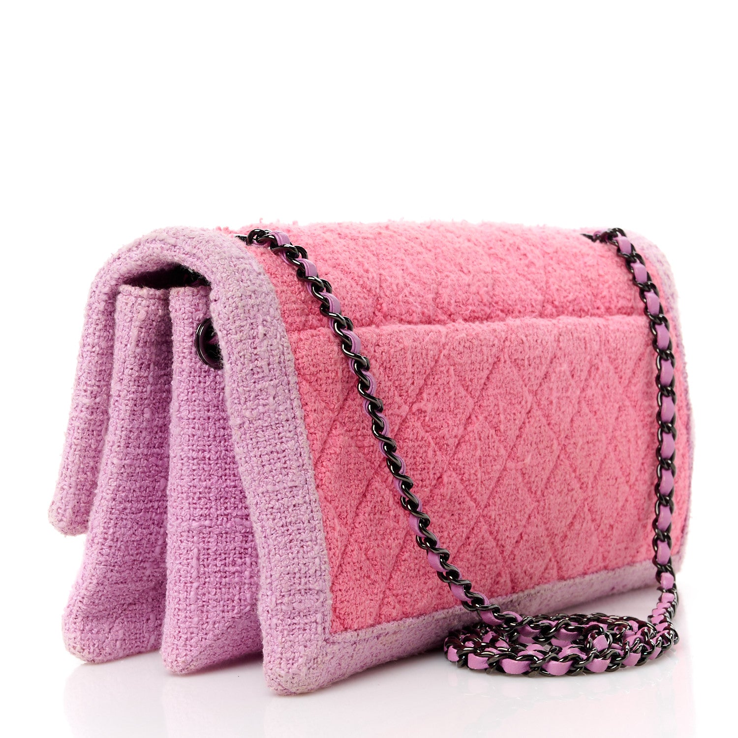 Chanel Tweed Quilted Flap Pink Purple 3 of 13