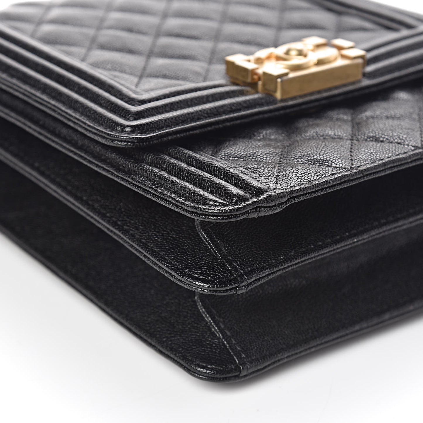 Caviar Quilted North South Boy Flap Black