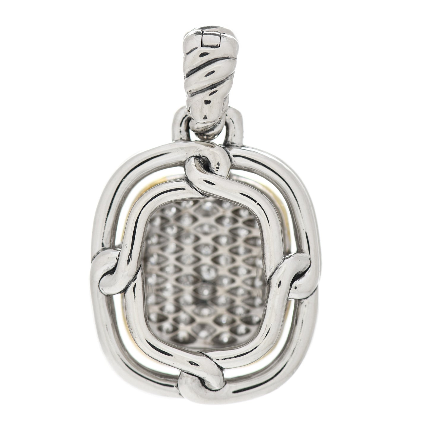 Sterling Silver 18K Yellow Gold Diamond Pave 14mm Labyrinth Pendant