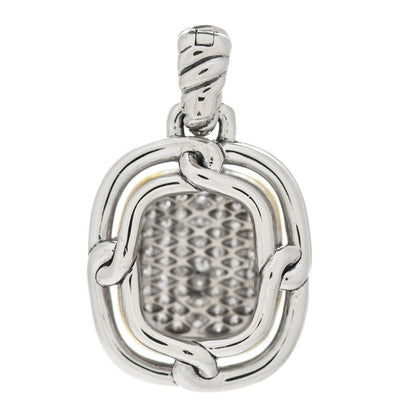 David Yurman Sterling Silver 18K Yellow Gold Diamond Pave 14mm Labyrinth Pendant 3 of 4