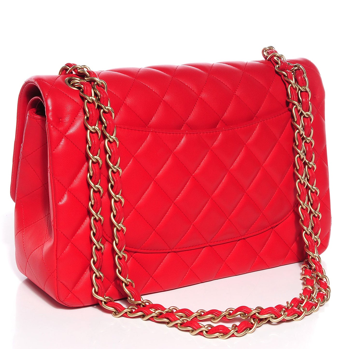 Lambskin Quilted Jumbo Double Flap Red