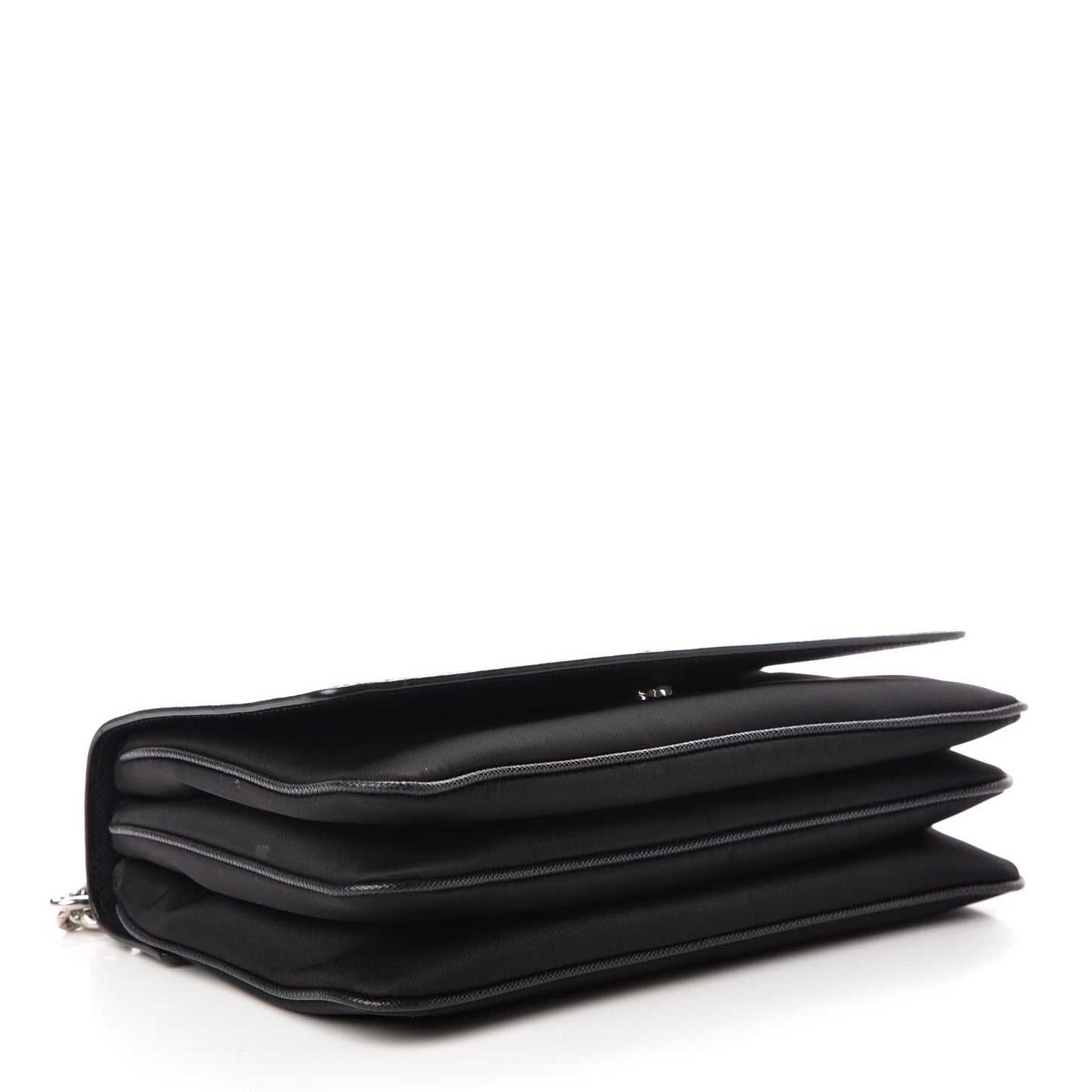 Saffiano Tessuto Nylon Chain Shoulder Bag Black