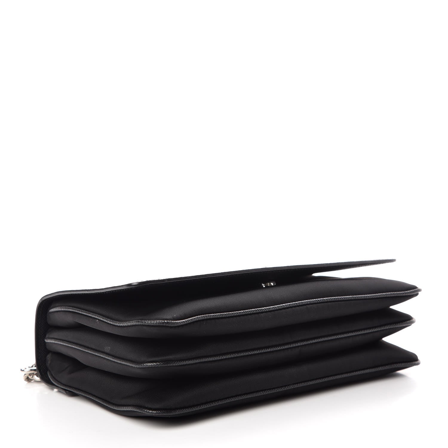 Prada Saffiano Tessuto Nylon Chain Shoulder Bag Black 4 of 9