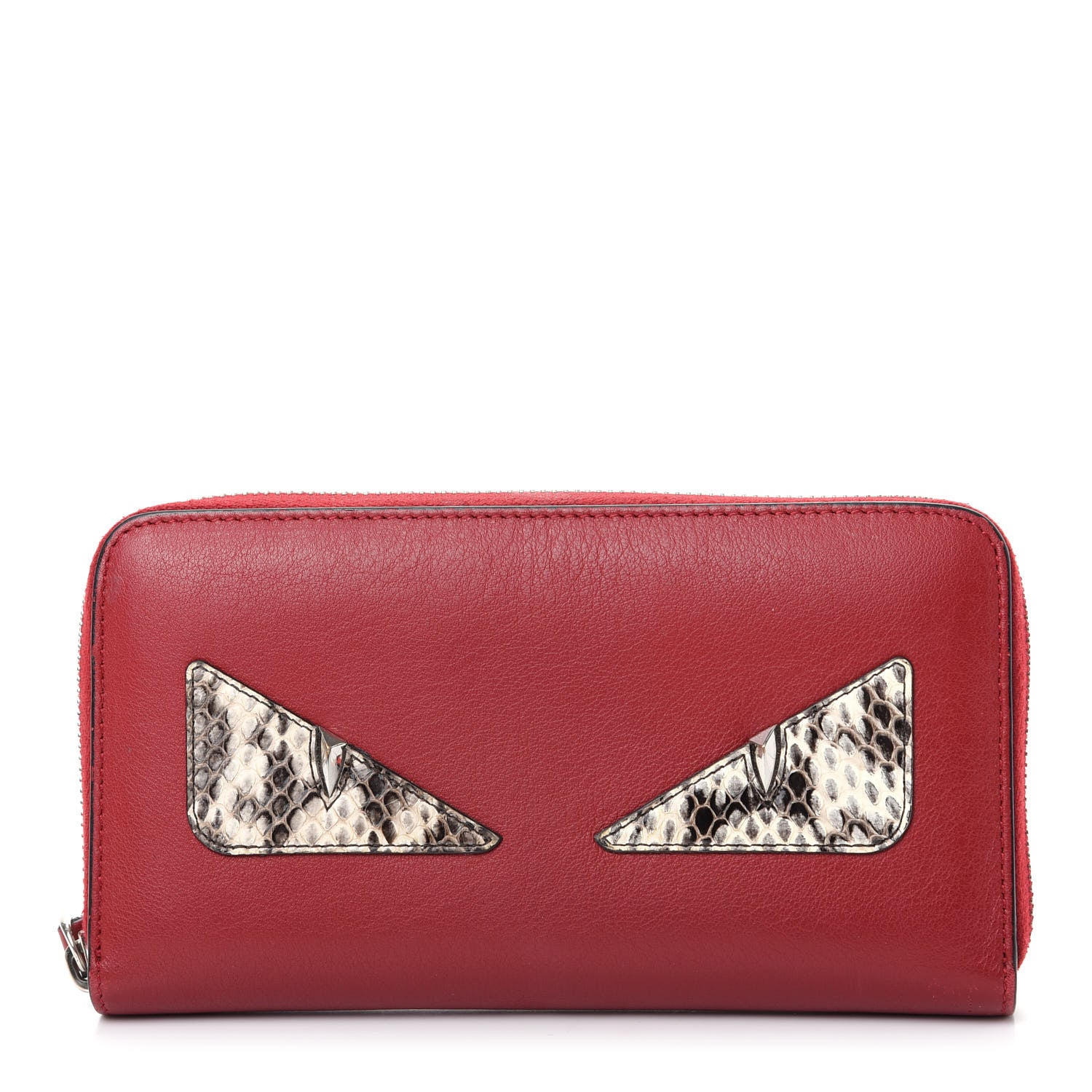 Fendi Vitello Dolce Elaphe Monster Eyes Zip Around Wallet Ribes Naturale 1 of 9