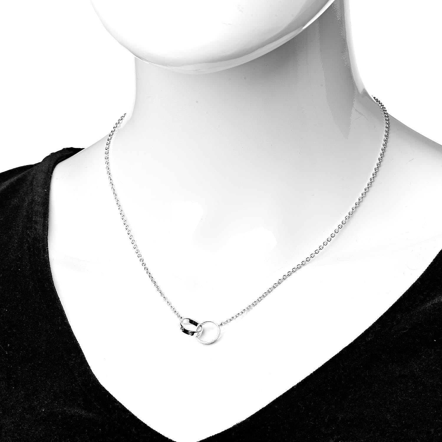 Cartier 18K White Gold Interlocking LOVE Necklace 2 of 8