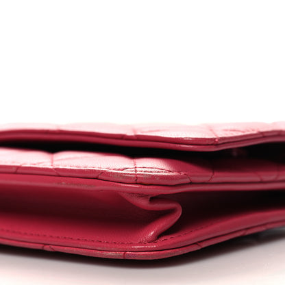 Chanel Lambskin Quilted Wallet On Chain WOC Dark Pink 11 of 14