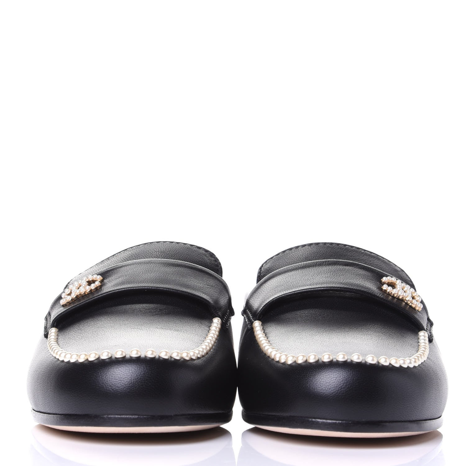 Chanel Calfskin Pearl CC Mules 37 Black 2 of 11