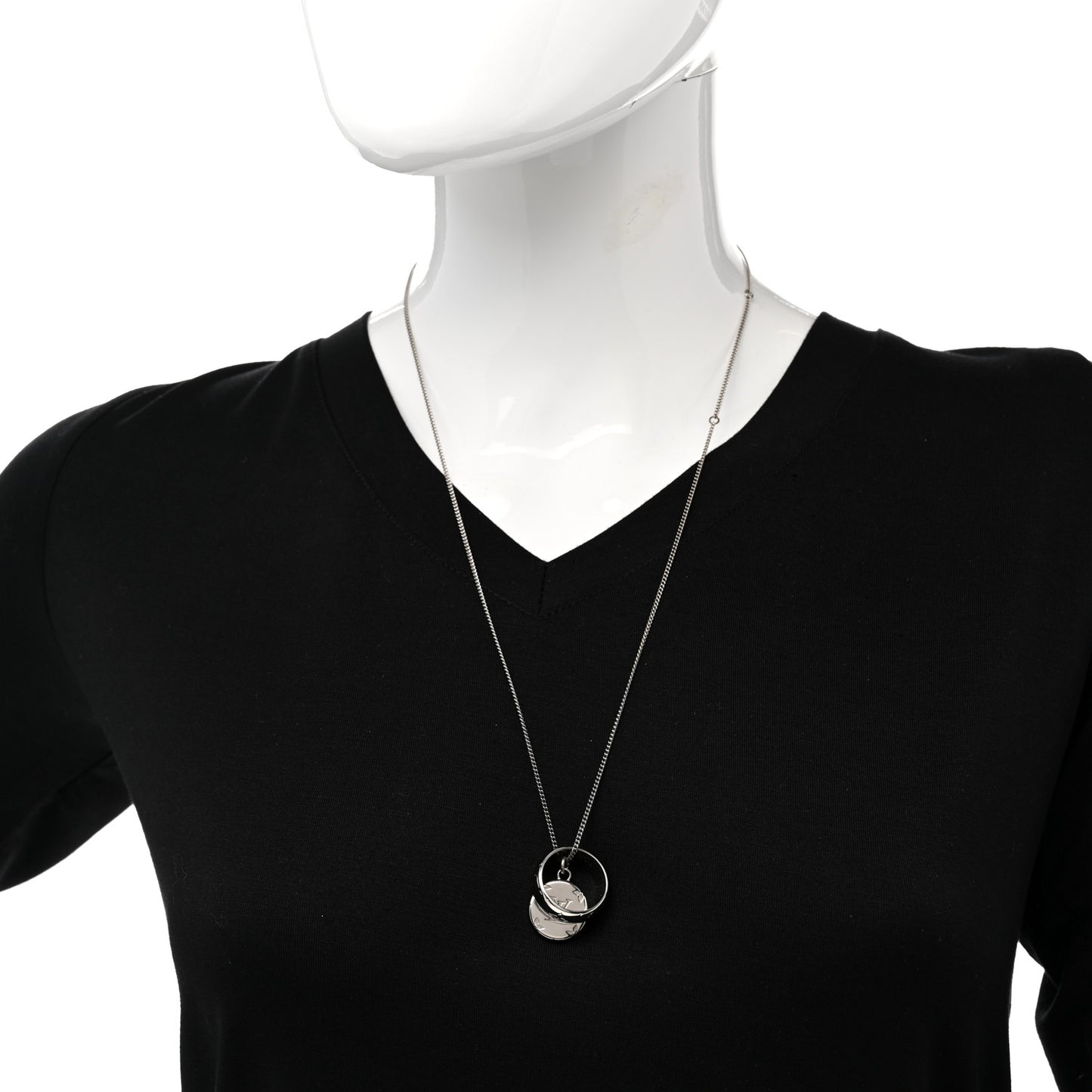 Zamac Palladium Monogram Charms Necklace Silver