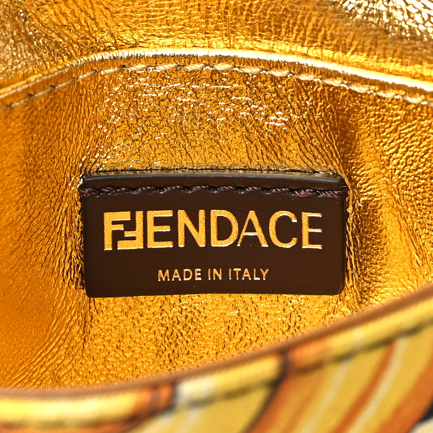 Fendi X VERSACE Silk Fendace FF Baroque Nano Brooch Baguette Black Gold 5 of 8