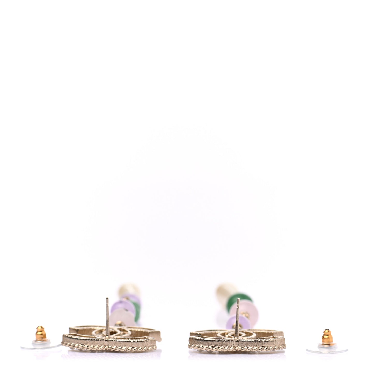 Crystal Pearl Beaded CC Long Drop Earrings Gold Multicolor