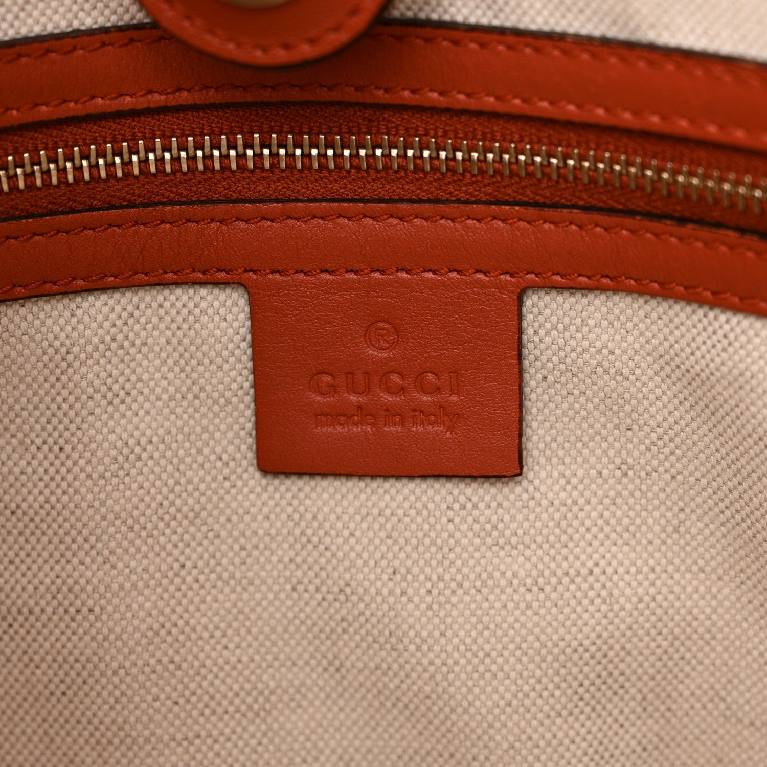 Gucci Denim Calfskin Tote Orange 6 of 17