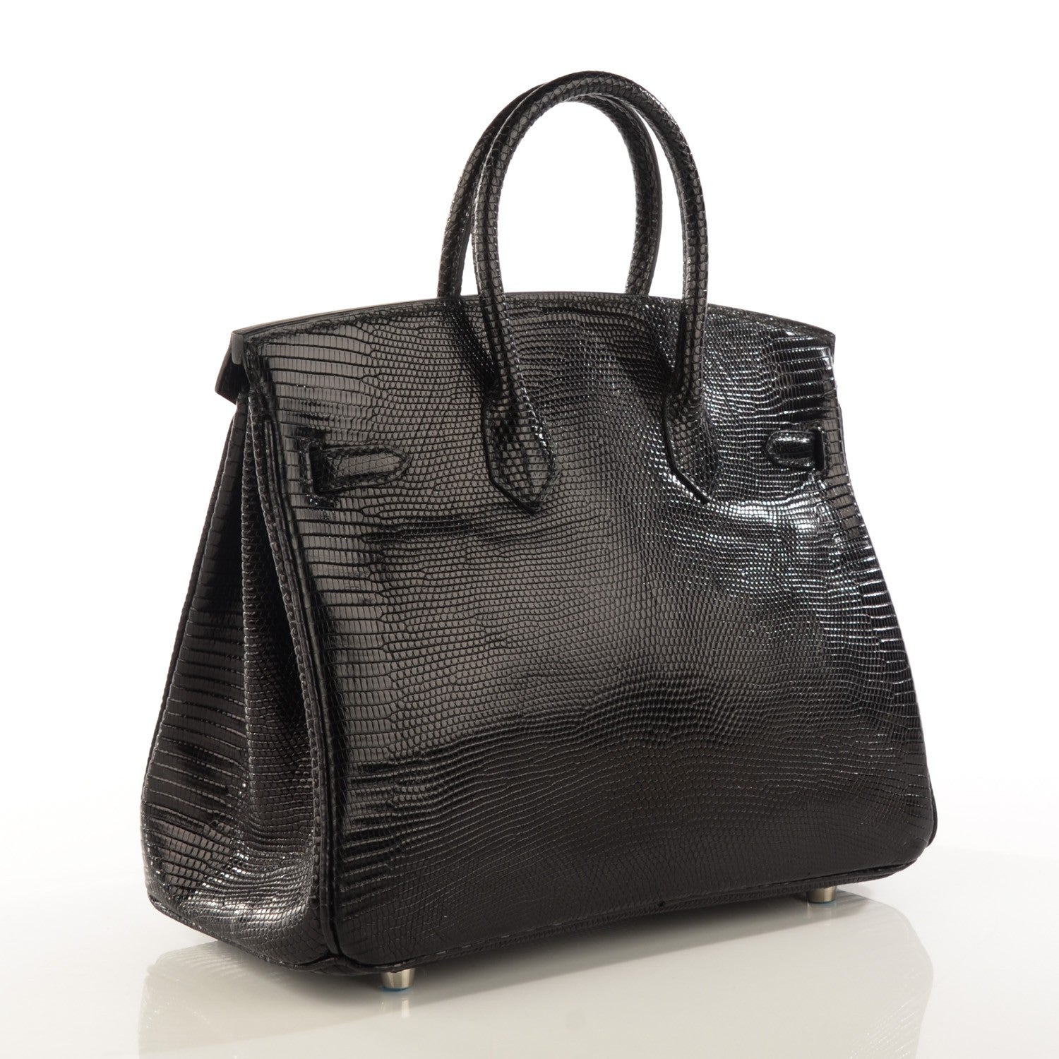 Hermes Shiny Lizard Birkin 25 Black 3 of 22