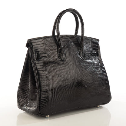 Hermes Shiny Lizard Birkin 25 Black 3 of 22