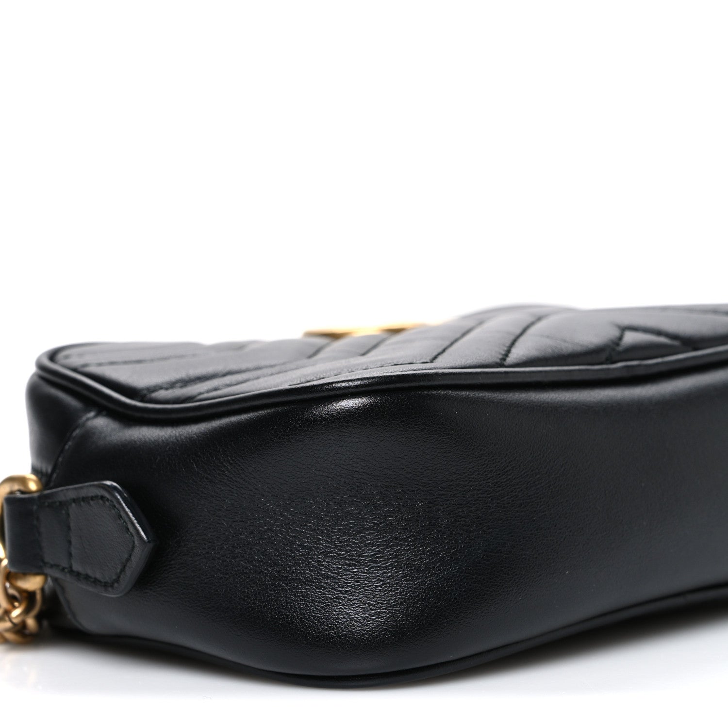 Gucci Calfskin Matelasse Mini GG Marmont Chain Shoulder Bag Black 9 of 10