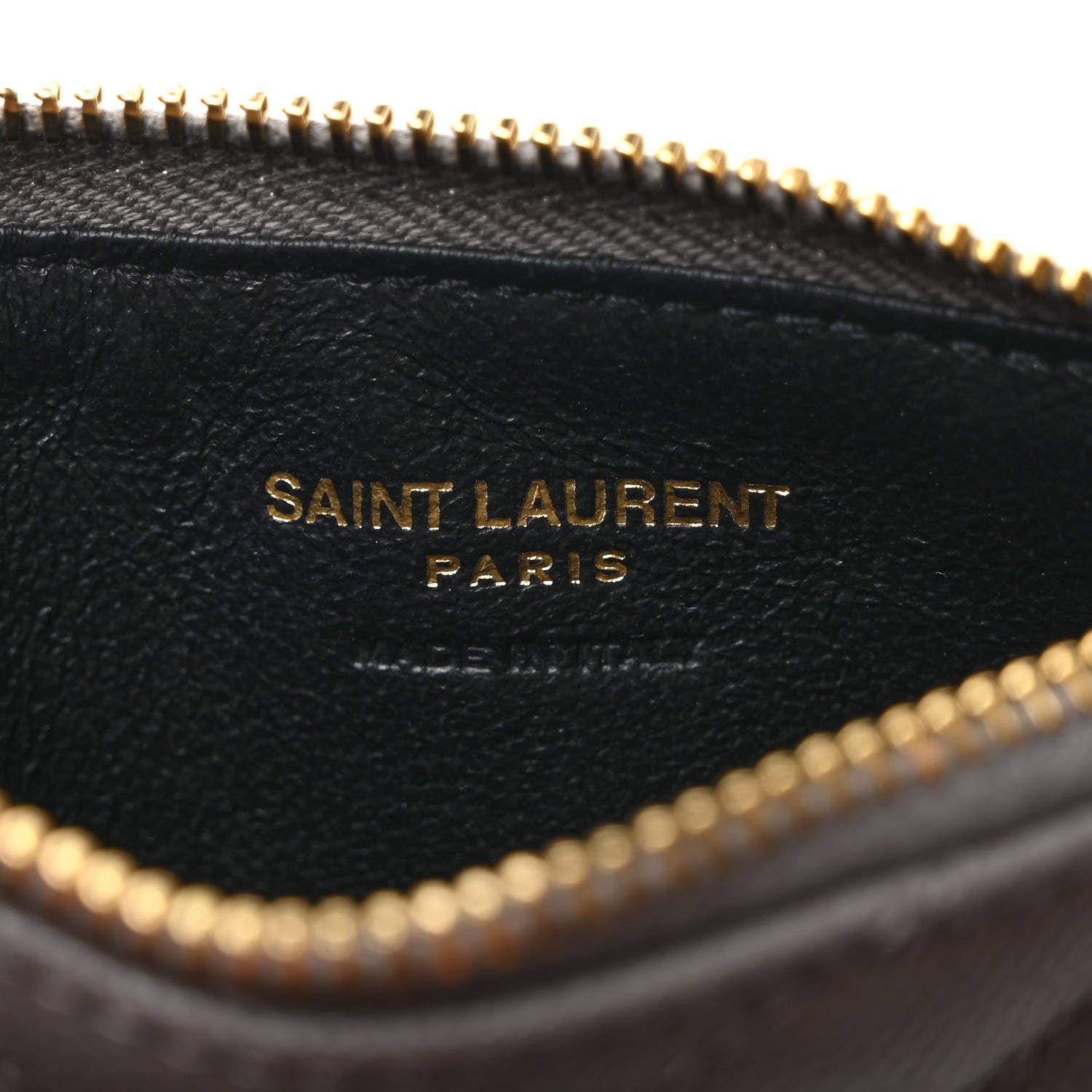 Saint Laurent Grain De Poudre Matelasse Chevron Monogram Fragments Zippered Card Case Fog 6 of 8
