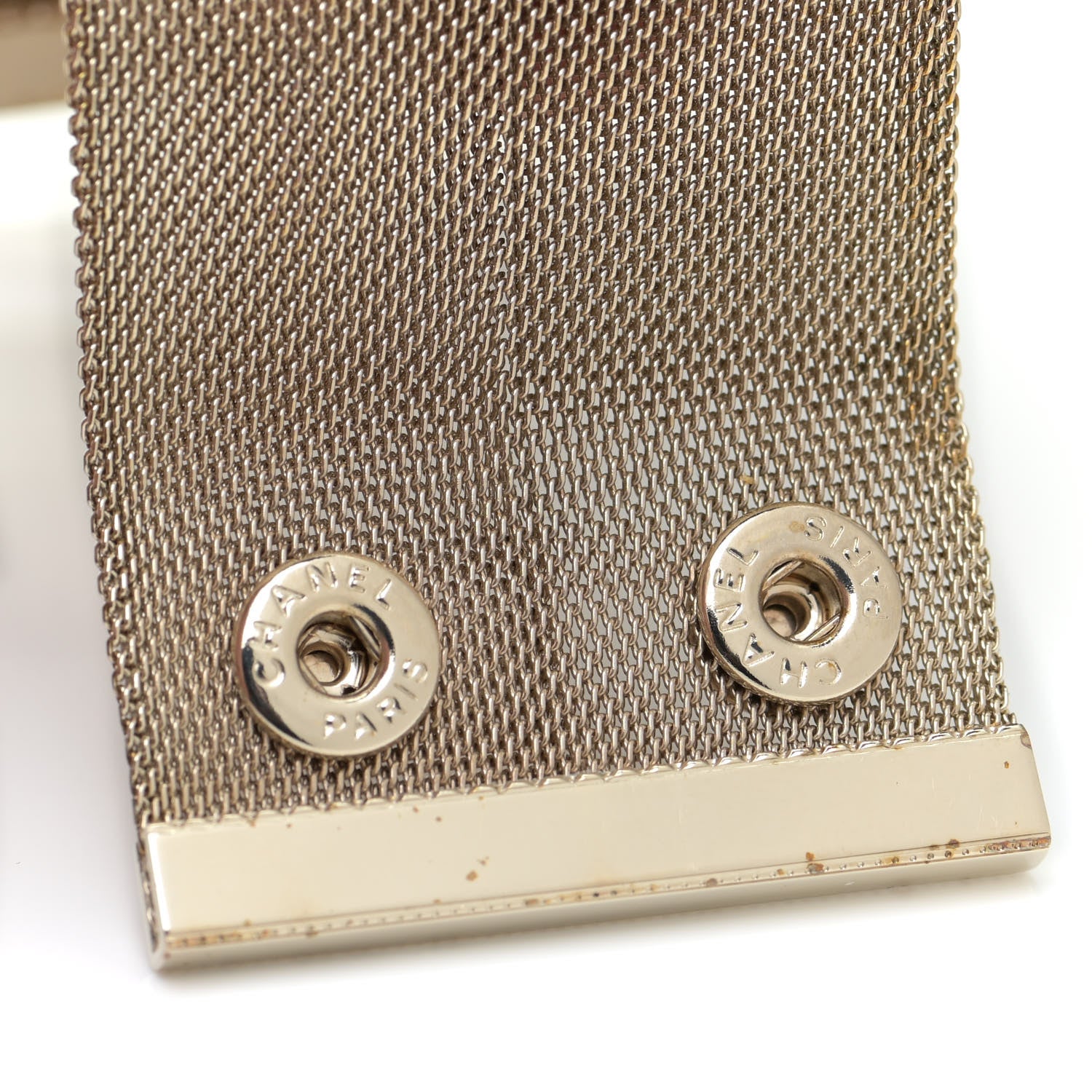 Chanel Metal Mesh CC Bracelet Light Gold 4 of 6