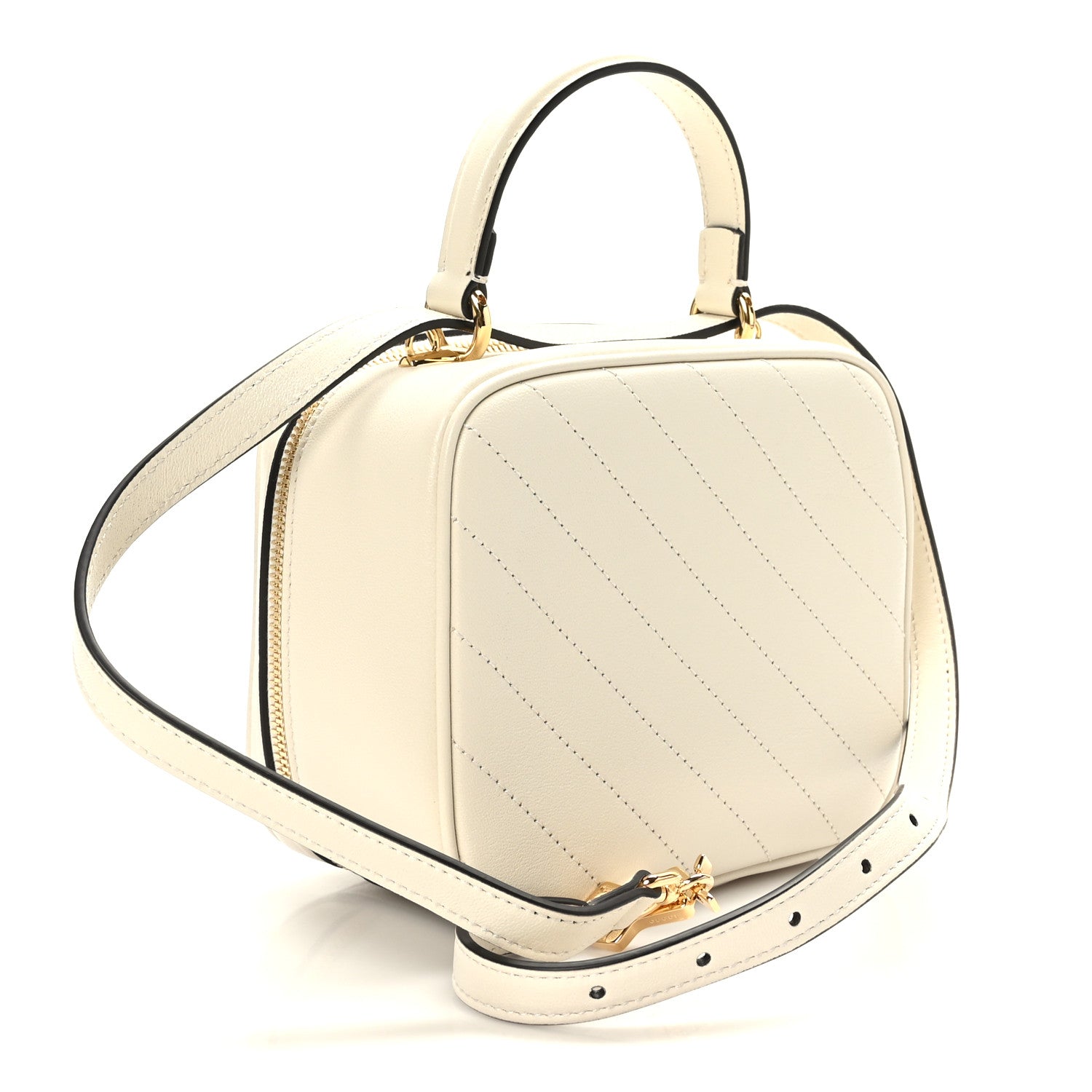 Gucci Sakai Be Green Calfskin Diagonal Stitched Blondie Top Handle Bag Mystic White 2 of 10