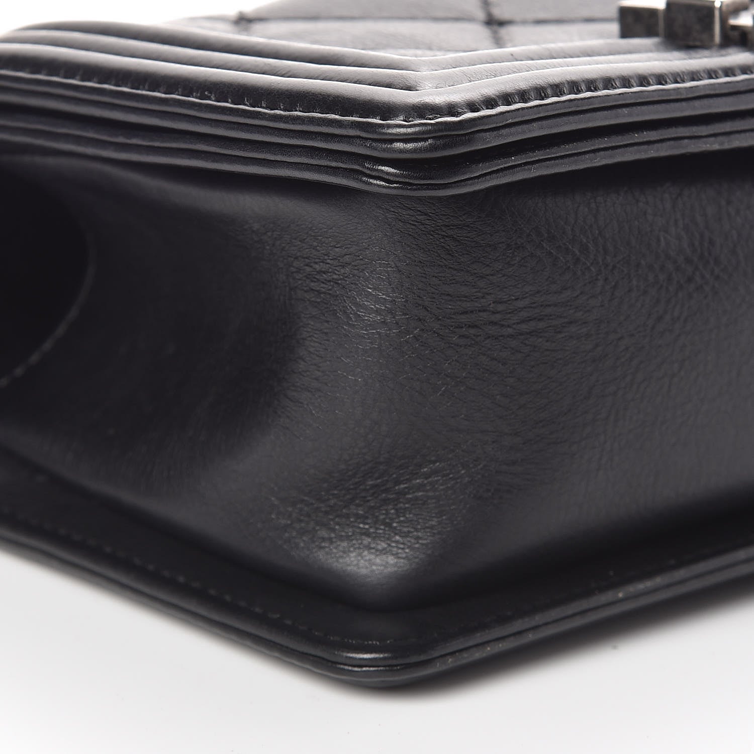 Chanel Calfskin Double Stitch Small Boy Flap Black 9 of 10