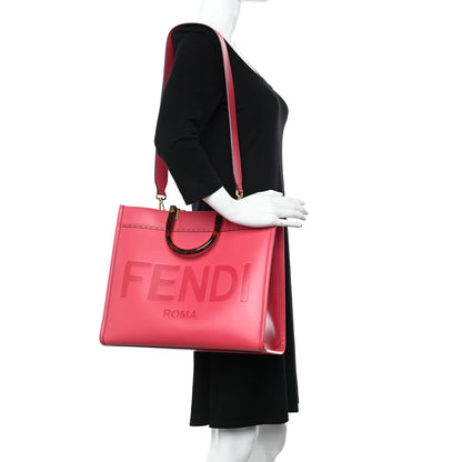 Fendi Vitello King Plexiglass Logo Embossed Medium Fendi Sunshine Shopper Tote Lampone 2 of 26