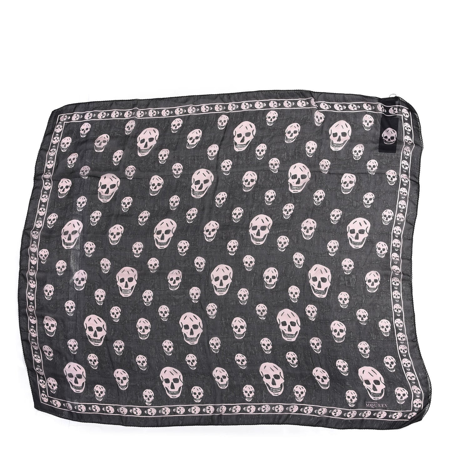 Silk Chiffon Skull Scarf Black Blush