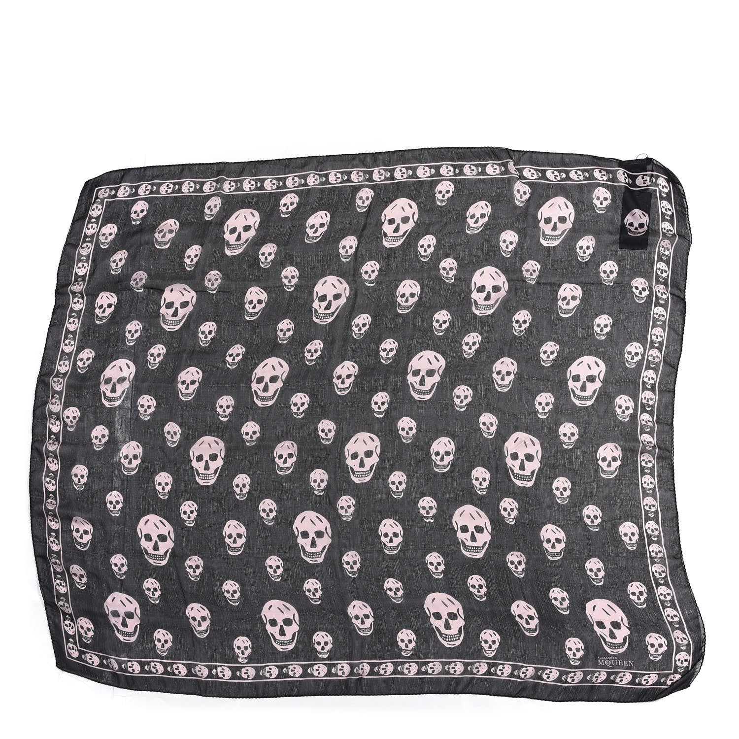 Alexander McQueen Silk Chiffon Skull Scarf Black Blush 1 of 4