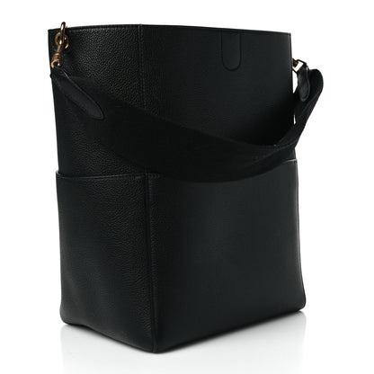 Celine Soft Grained Calfskin Sangle Bucket Bag Black 3 of 11