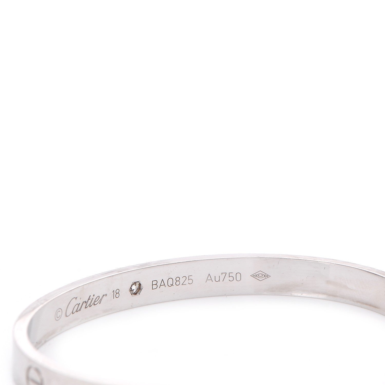 Cartier 18K White Gold 1 Diamond LOVE Cuff Bracelet 18 5 of 5
