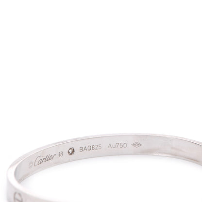 Cartier 18K White Gold 1 Diamond LOVE Cuff Bracelet 18 5 of 5